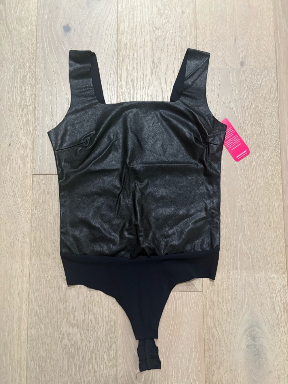 Commando Black Shiny Square-Neck Bodysuit